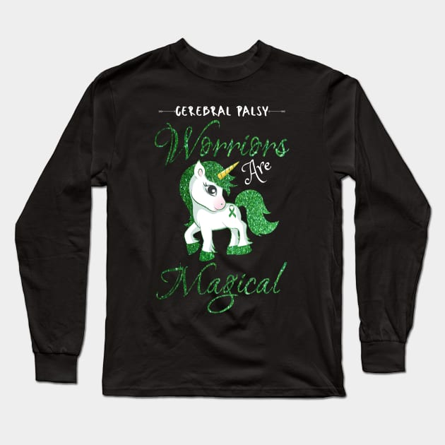 Cerebral Palsy Warriors Are Magical, Cute Green Unicorn Long Sleeve T-Shirt by JustBeSatisfied